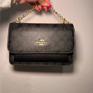 Coach Black and Gold Chain Shoulder Bag